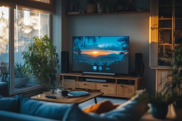 Watching Television In Living Room, Generative AI