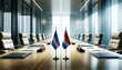 © Александр Бердюгин - A modern conference room with Cape Verde and Paraguay flags on a long table, symbolizing a bilateral meeting or diplomatic discussions between the two nations.