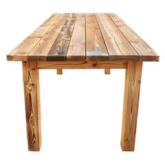 Poster - Wooden table with a tabletop made of planks standing on a white background, perfect for product placement