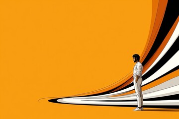 Poster - Minimalist illustration of a figure standing alone in a vast, empty space, with clean lines and muted tones representing the isolation of nihilism
