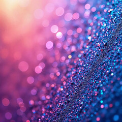 Wall Mural - Vibrant blue and purple glitter background with a blurred bokeh effect, creating a magical and ethereal atmosphere