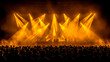 © Cdric - Concert Crowd Shadows Against Vibrant Yellow Stage Lights: Silhouette Concept