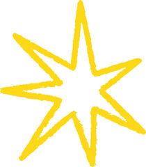 Wall Mural - star shape. abstract hand drawn crayon irregular element. cartoon outline burst. paper cut spiky geo