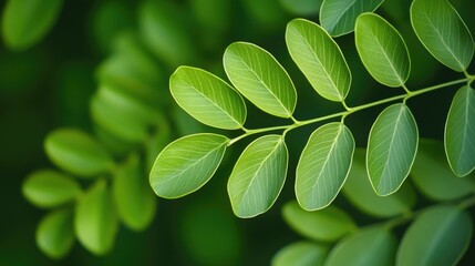 Fresh Foliage: An Organic Botanical Illustration of Bright Green Leaves and White Space