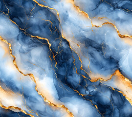 Wall Mural - Marble seamless pattern. Blue marble texture. Generative AI.