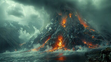 Poster - Volcanic Eruption: A Dramatic Landscape