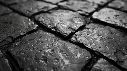 Canvas Print - Close-up of Wet Cobblestone Texture