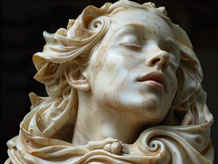 Sticker - Marble Sculpture of a Woman's Head with Closed Eyes