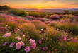 © Yaroslava - vibrant blossoms set soft landscape backdrop capturing colorful beauty, flowers, petals, nature, colors, gardens, sunlight, spring, blooms, fields