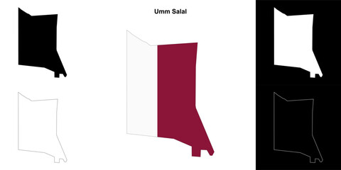 Wall Mural - Umm Salal municipality outline map set