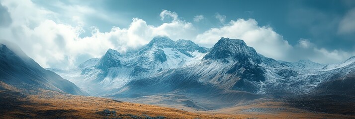 Wall Mural - The mountains are covered in snow and the sky is clear