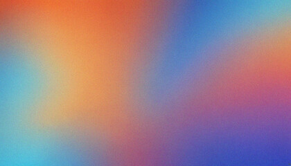 Orange, Blue grainy gradient abstract color wave on background. Colorful gradient banner with a retro grainy effect