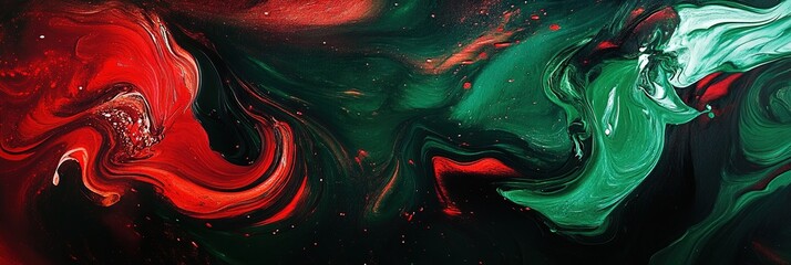 green and red paint swirl