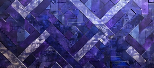 Wall Mural - Abstract Blue Geometric Pattern with Intersecting Shapes, Gradients, and Subtle Symmetry, Offering a Bold and Contemporary Backdrop Ideal for Artistic Presentations or Graphic Design Inspiration