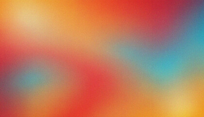 Wall Mural - red, cyan, yellow grainy noisy gradient background. smooth gradient header featuring elegant grainy 