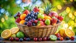 © Danicha - Fresh and Colorful Fruit Basket Displayed on a Wooden Table, Perfect for Healthy Living and Recipes