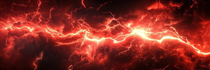 Wall Mural - red electricity lightning 