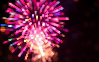 Poster - Colorful firework with bokeh background. New Year celebration, Abstract holiday background
