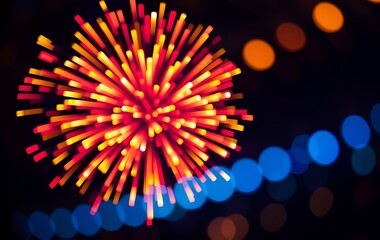 Poster - Colorful firework with bokeh background. New Year celebration, Abstract holiday background
