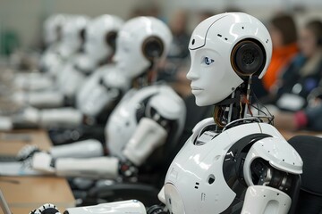 Poster - Humanoid Robot Conferencing Webinar Training Business Call On Screen