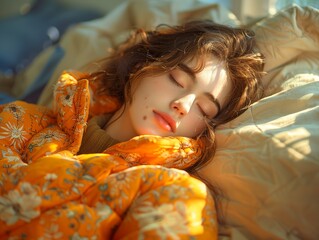 Poster - Sleeping Beauty: Woman Resting in Sunlight