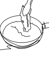 One continuous line, cooking food