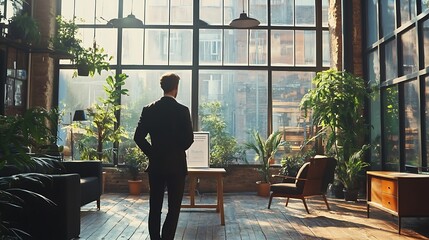 Poster - A business professional preparing for an important presentation in a quiet office