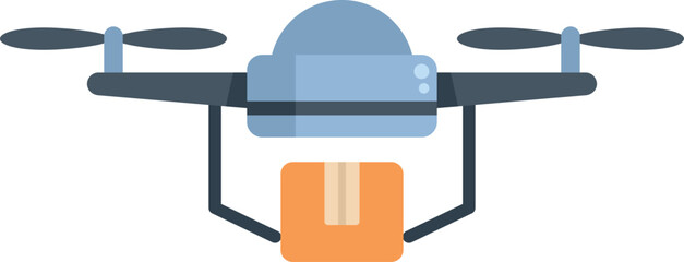 Poster - modern delivery drone carrying package during flight with propellers spinning
