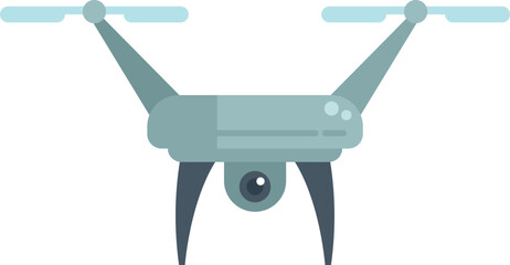 Poster - Modern blue drone flying and recording with camera, flat design icon