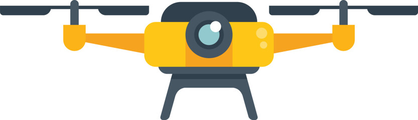 Poster - yellow drone with camera is hovering, ready to take photos or videos
