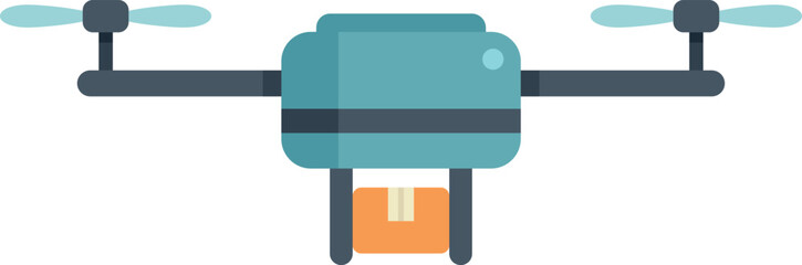 Poster - modern blue delivery drone transporting a package, representing the future of logistics and transpor
