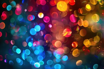 Wall Mural - A colorful, blurry image of Christmas lights, generative ai image