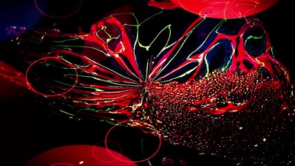 Aufkleber - dynamic red and black light streaks, with glowing neon accents creating a vibrant, futuristic look