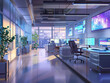 © Sekai - High-Tech Office Ambiance with Glass Walls and Multiple Workstations