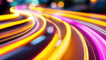 Poster - Light trails on a city street at night