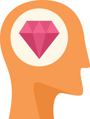 Poster - human head profile with a pink diamond inside representing a new valuable idea