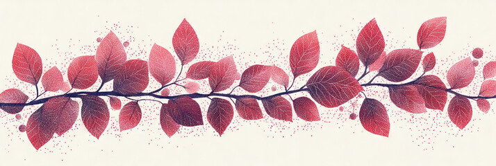 Poster - A branch with red leaves and a light background.