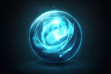 Poster - Luminous Blue Orb of Magical Energy Swirls in the Dark, Creating a Mesmerizing Spectacle