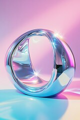 Poster - Shiny Chrome Abstract Shapes Reflecting Colorful Light and Creating a Futuristic Atmosphere