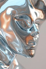 Poster - Modern Design: Abstract Chrome Shapes Reflect Light in a Creative Display