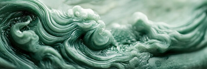 Aufkleber - Luxurious Jade Texture With Swirling Patterns and Subtle Tones Captured in Soft Focus