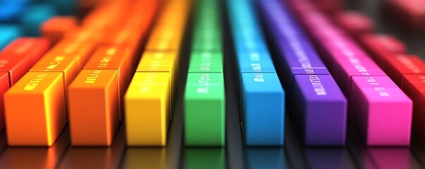 Poster - Engaging bar charts with multiple colors showing stock market fluctuations or colorful financial data for investment analysis