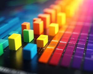 Poster - Engaging bar charts with multiple colors showing stock market fluctuations or colorful financial data for investment analysis