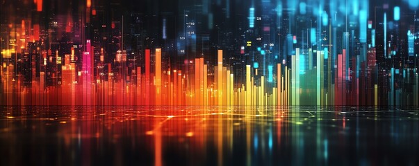 Poster - Engaging bar charts with multiple colors showing stock market fluctuations or colorful financial data for investment analysis