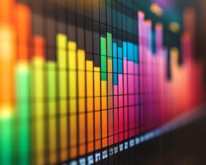 Poster - Engaging bar charts with multiple colors showing stock market fluctuations or colorful financial data for investment analysis