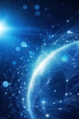 Poster - An Abstract Representation of a Quantum World With Interconnected Particles and Glowing Energy