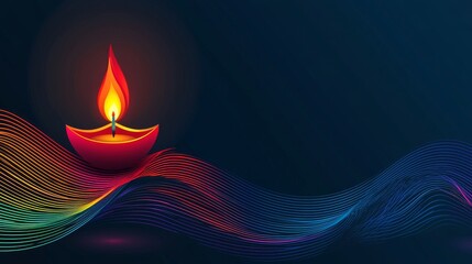 With modern aesthetics and colorful gradients, this Diwali banner design features a stylized diya and abstract shapes