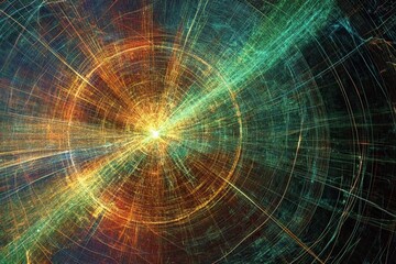 Poster - Vibrant Visualization of Quantum Interactions Depicting Energy Patterns in the Modern World