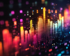 Poster - Bright and colorful bar charts with fluctuating values for stock market investment analysis or vibrant banking charts