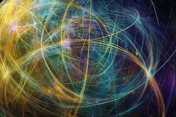 Poster - Mesmerizing Depiction of Quantum Connections and Modern Energy Patterns in a Vibrant Color Palette